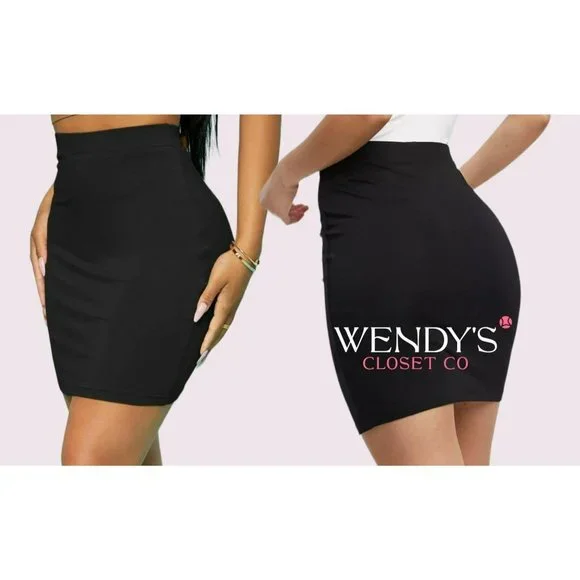Sexy Fitted Black Mini Pencil Skirt All sizes Available S-M-L-XL - Picture 1 of 7